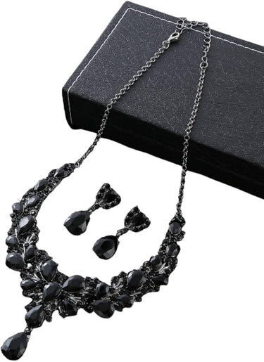 Hala Paris – Parure collier et boucle d'oreilles noir en zinc